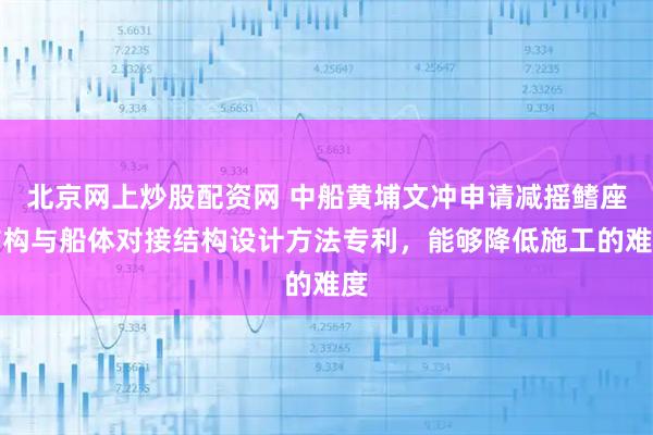 北京网上炒股配资网 中船黄埔文冲申请减摇鳍座结构与船体对接结构设计方法专利，能够降低施工的难度