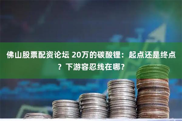 佛山股票配资论坛 20万的碳酸锂：起点还是终点？下游容忍线在哪？